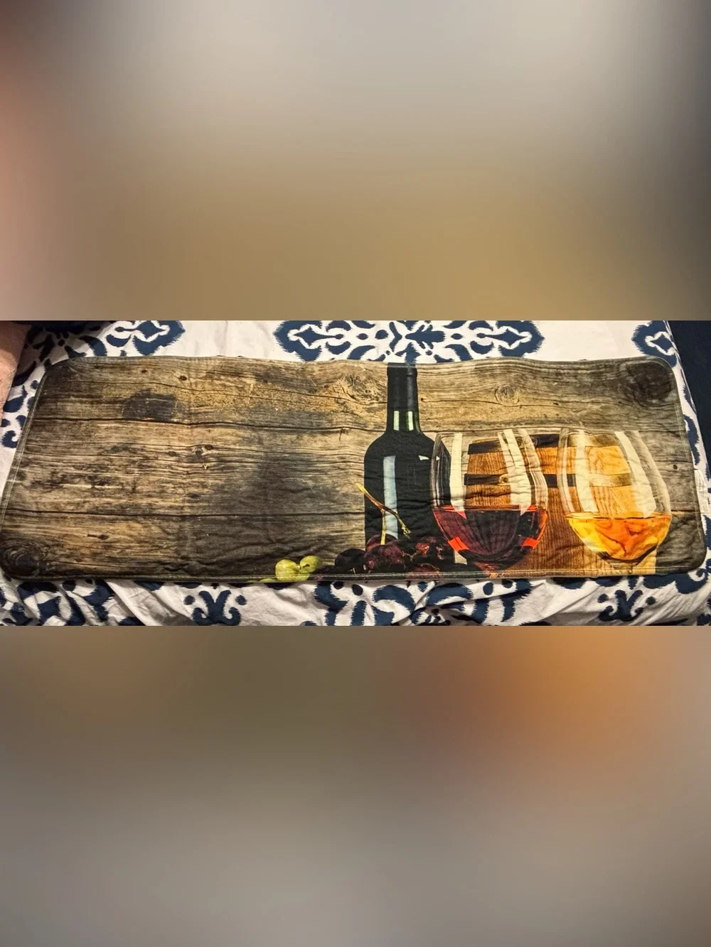 Wine Bottle & Grapes Print Kitchen Map & Curtains